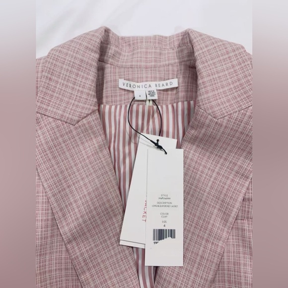 NWT $695 Veronica Beard Steele Plaid Pink Clay Dickey Jacket Blazer - Picture 3 of 6